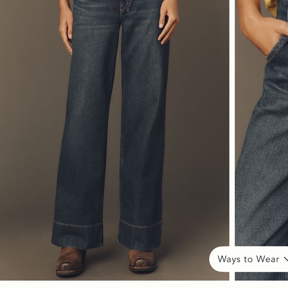 Anthropologie Pilcro Gilligan High rise Blue Jeans NWT size 27 petite large cuff - Picture 2 of 6
